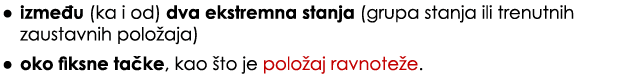 • izme u (ka i od) dva ekstremna stanja (grupa stanja ili trenutnih zaustavnih polo aja) • oko fiksne ta ke, kao to ...