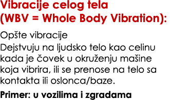 Vibracije celog tela (WBV = Whole Body Vibration): Op te vibracije Dejstvuju na ljudsko telo kao celinu kada je ovek...