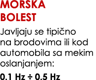 MORSKA BOLEST Javljaju se tipi no na brodovima ili kod automobila sa mekim oslanjanjem: 0.1 Hz ÷ 0.5 Hz
