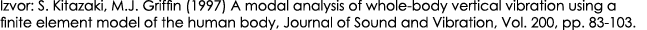 Izvor: S. Kitazaki, M.J. Griffin (1997) A modal analysis of whole body vertical vibration using a finite element mode...