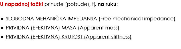 U napadnoj ta ki prinude (pobude), tj. na ruku: • SLOBODNA MEHANI KA IMPEDANSA (Free mechanical impedance) • PRIVIDNA...