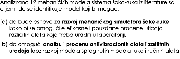 Analizirano 12 mehani kih modela sistema aka ruka iz literature sa ciljem da se identifikuje model koji bi mogao: (a...