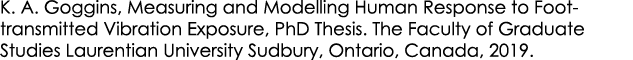 K. A. Goggins, Measuring and Modelling Human Response to Foot transmitted Vibration Exposure, PhD Thesis. The Faculty...