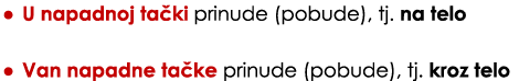 • U napadnoj ta ki prinude (pobude), tj. na telo • Van napadne ta ke prinude (pobude), tj. kroz telo